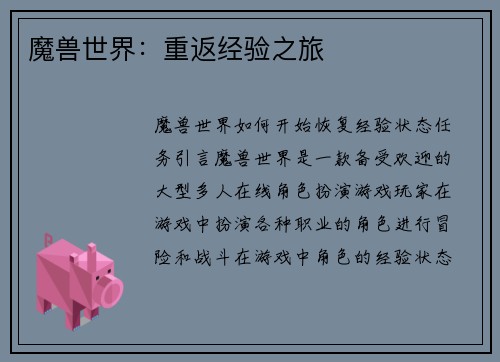 魔兽世界：重返经验之旅