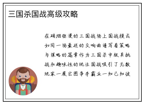 三国杀国战高级攻略