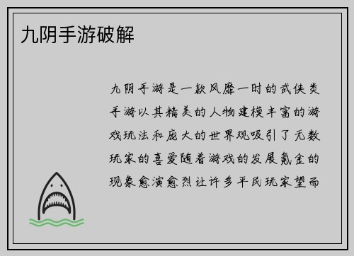 九阴手游破解