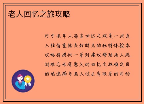 老人回忆之旅攻略